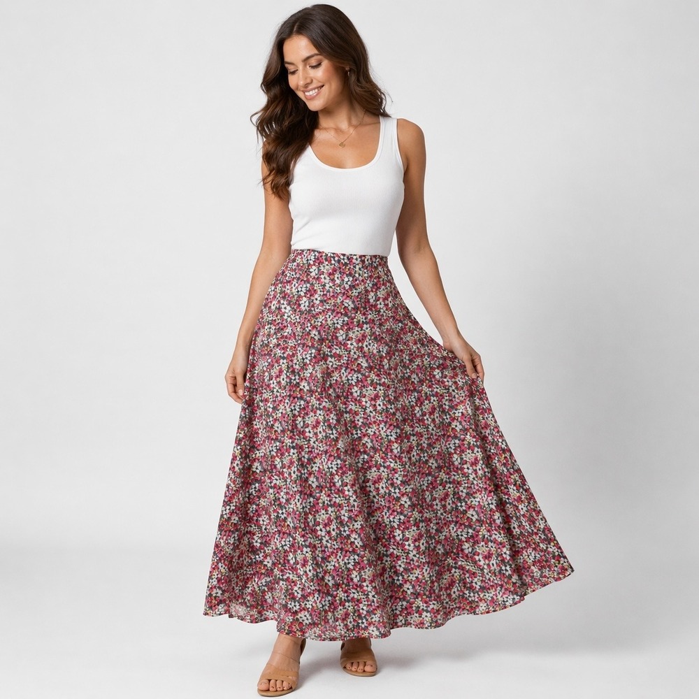 Floral Maxi Skirt - Pink Multi